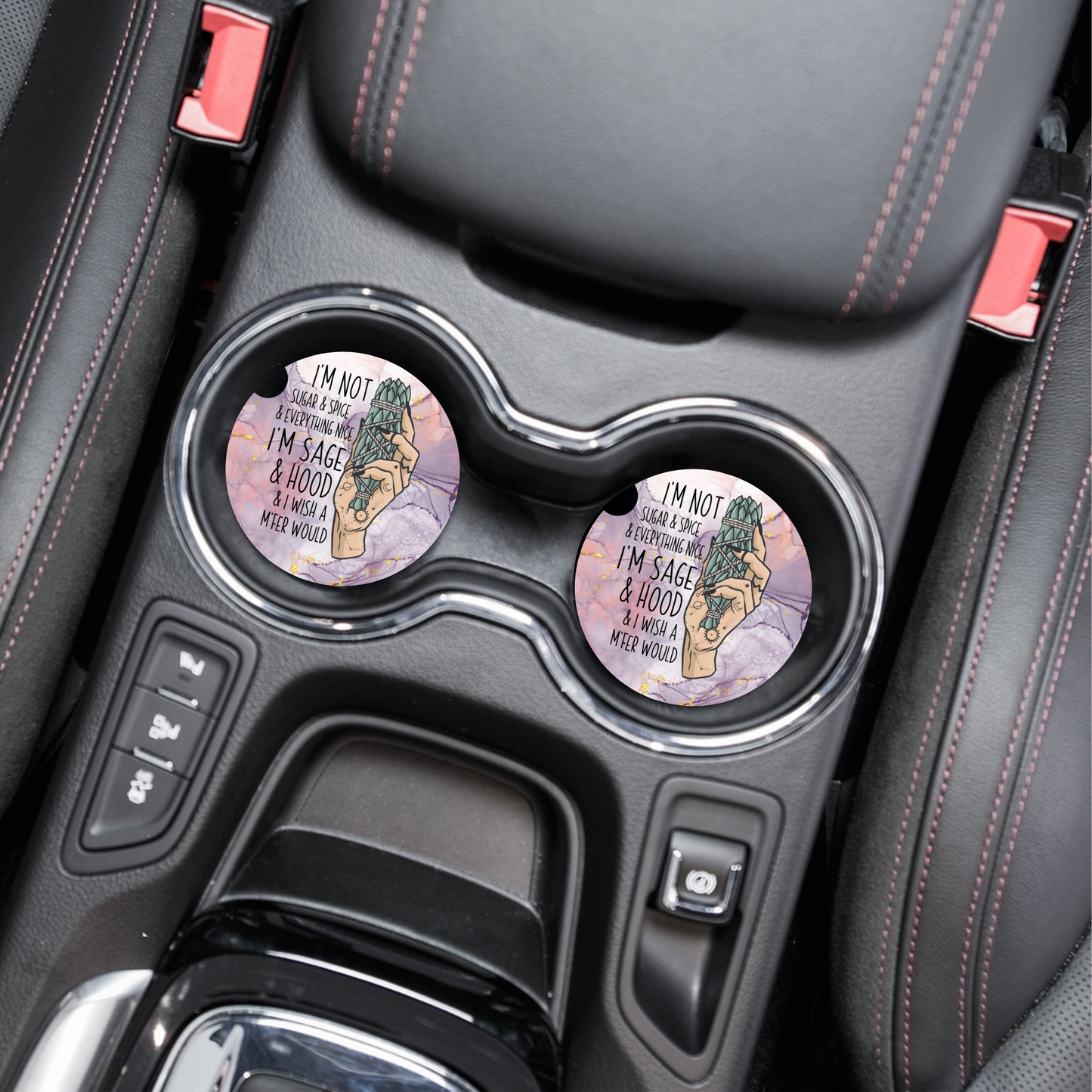 Sage and Hood (A) Neoprene Car Coaster