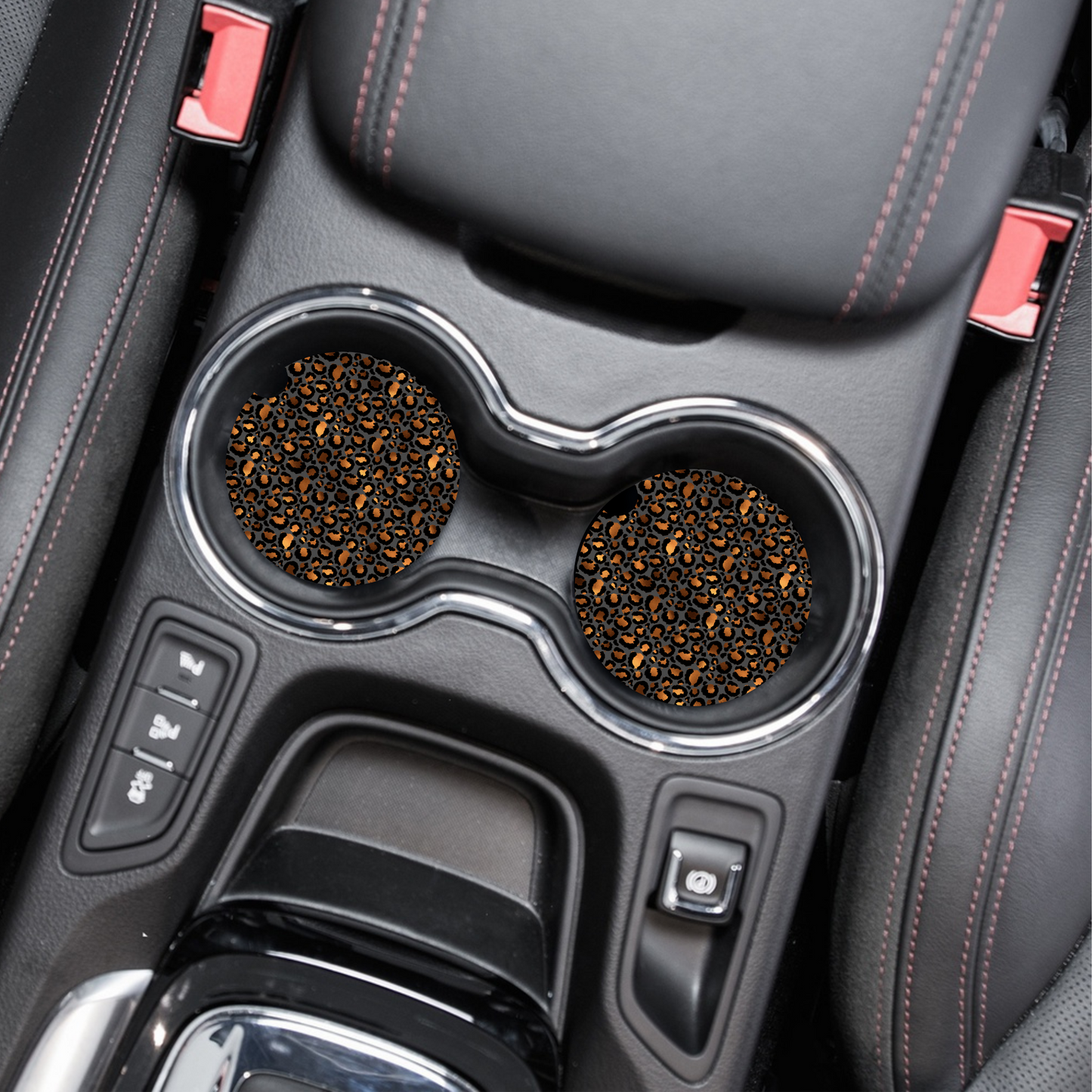 Teal Cheetah Neoprene Car Coaster