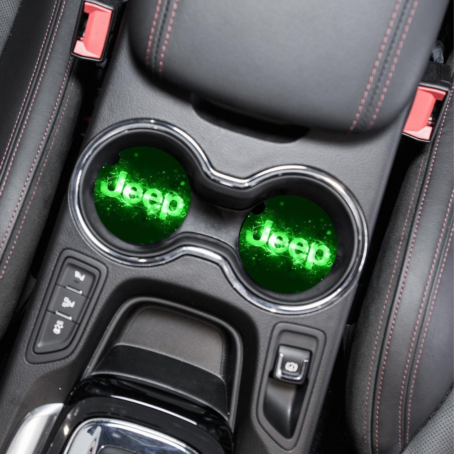 Jeep - Green Electric Neoprene Car Coaster