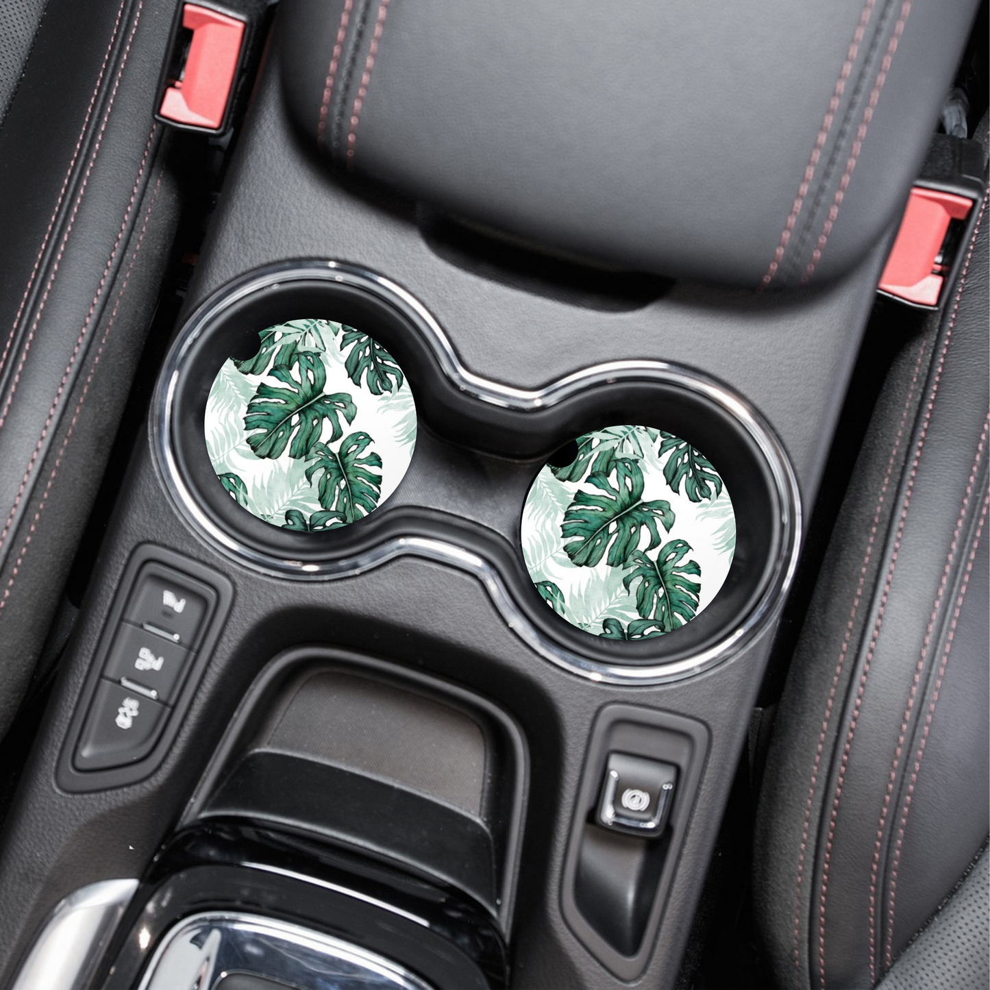 Monstera Neoprene Car Coaster