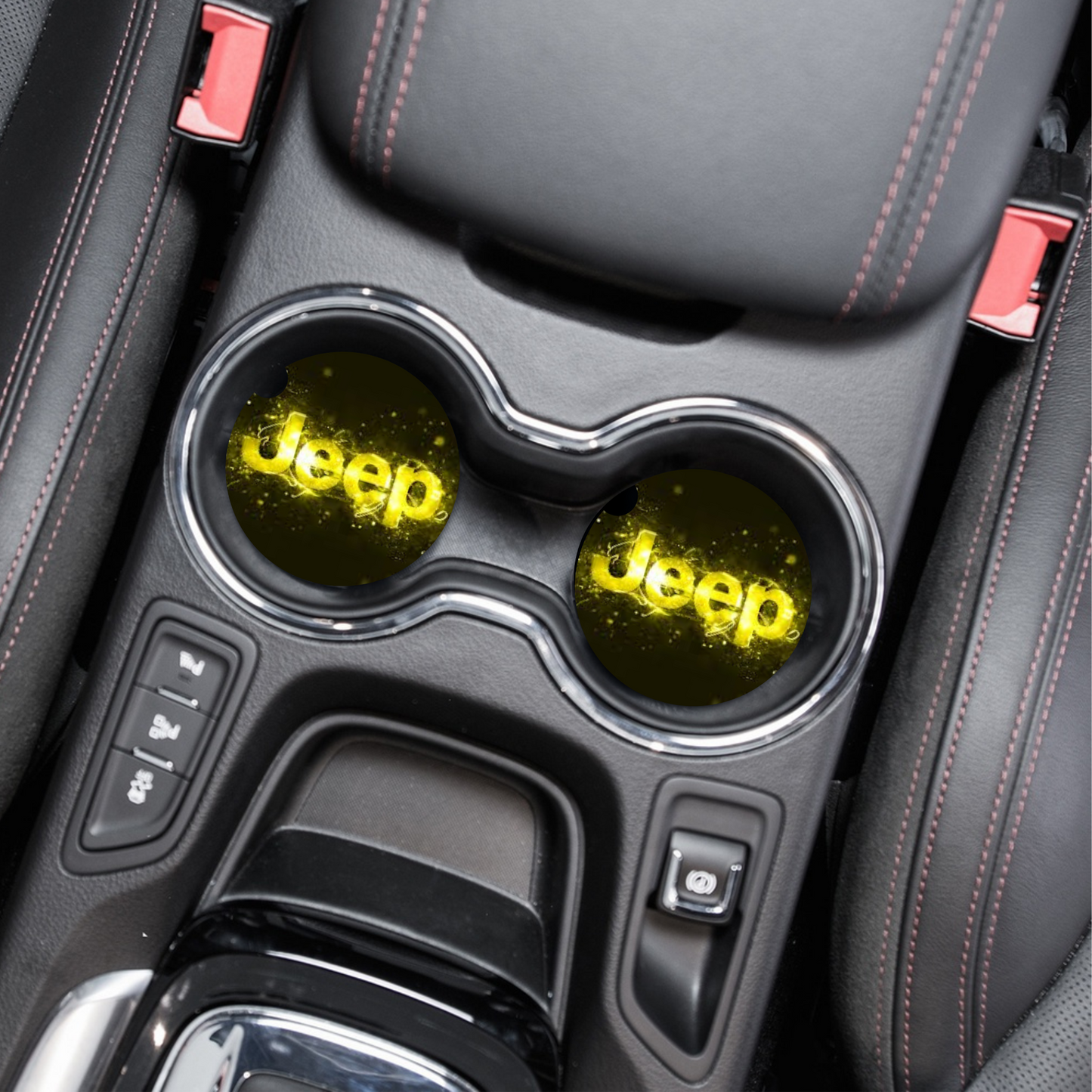 Jeep - Yellow Electric Neoprene Car Coaster