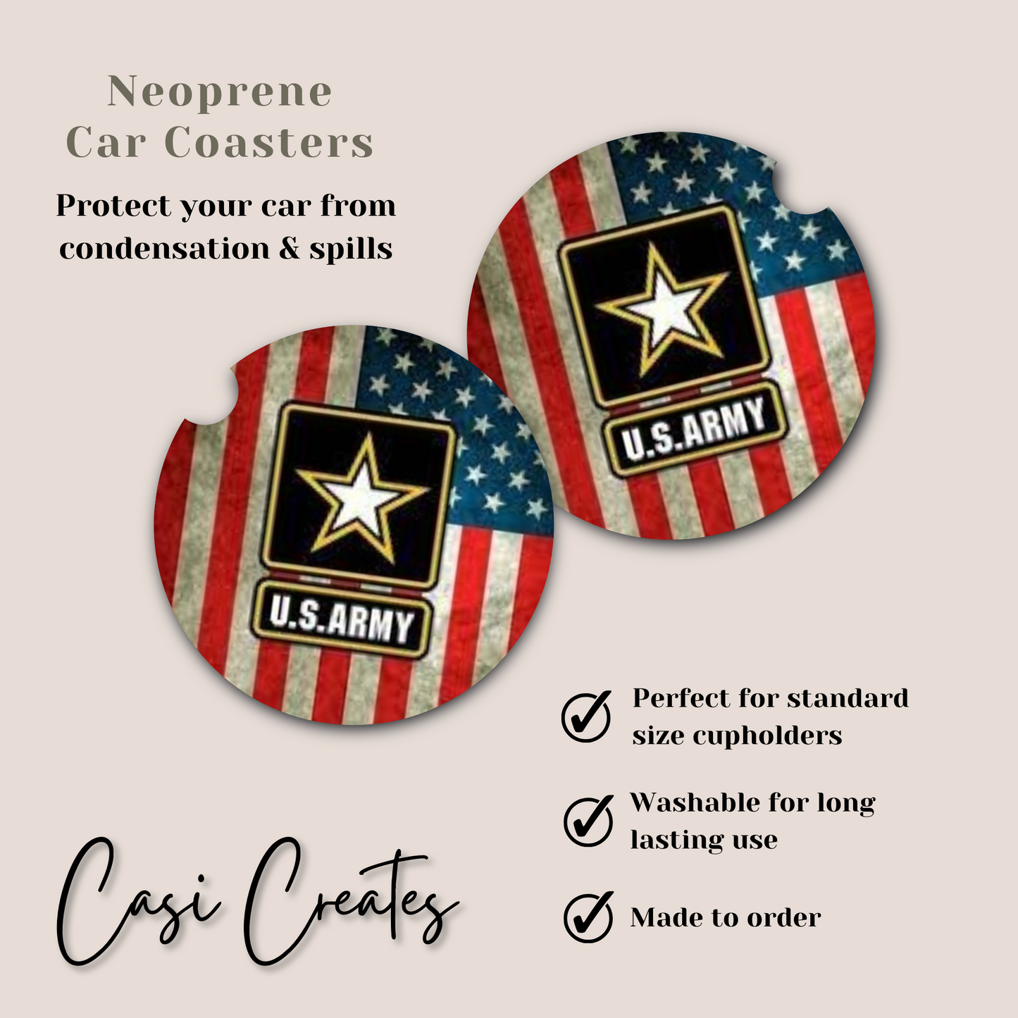 Army Neoprene Car Coaster