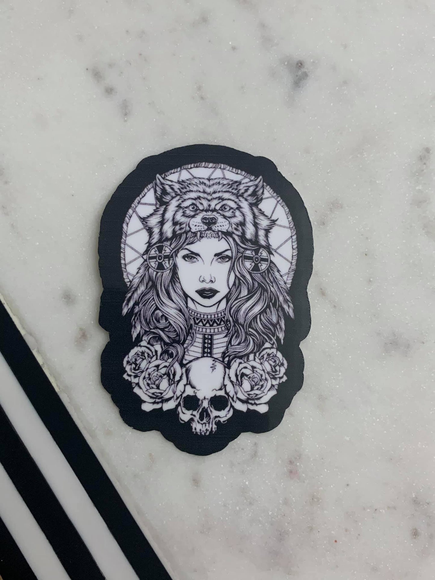 Native Woman Water Resistant Sticker