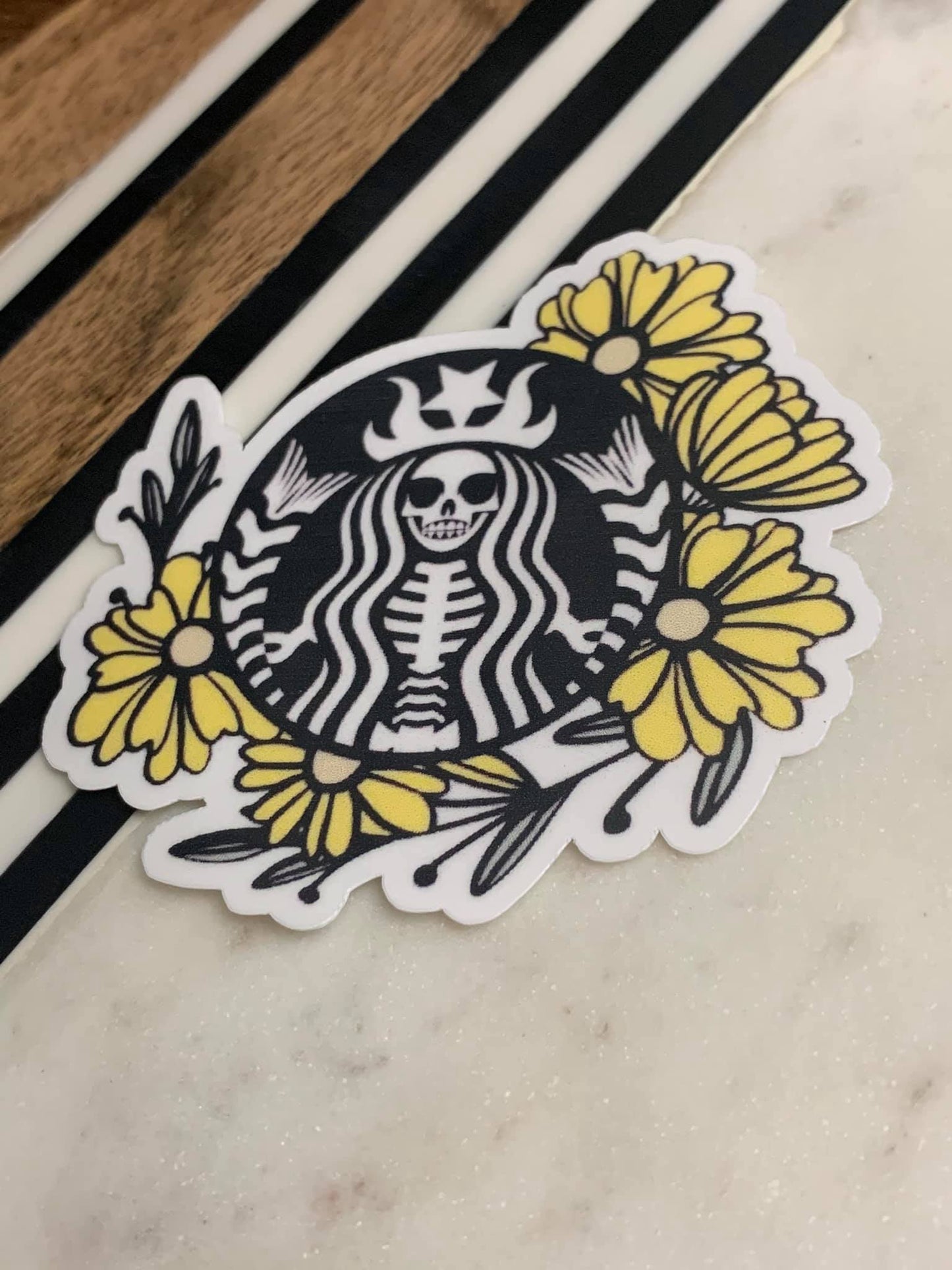 Skeleton Siren Water Resistant Sticker