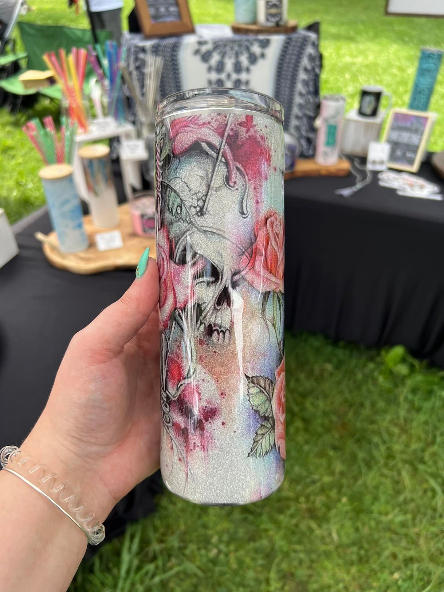 Floral Skull 20 oz Tumbler