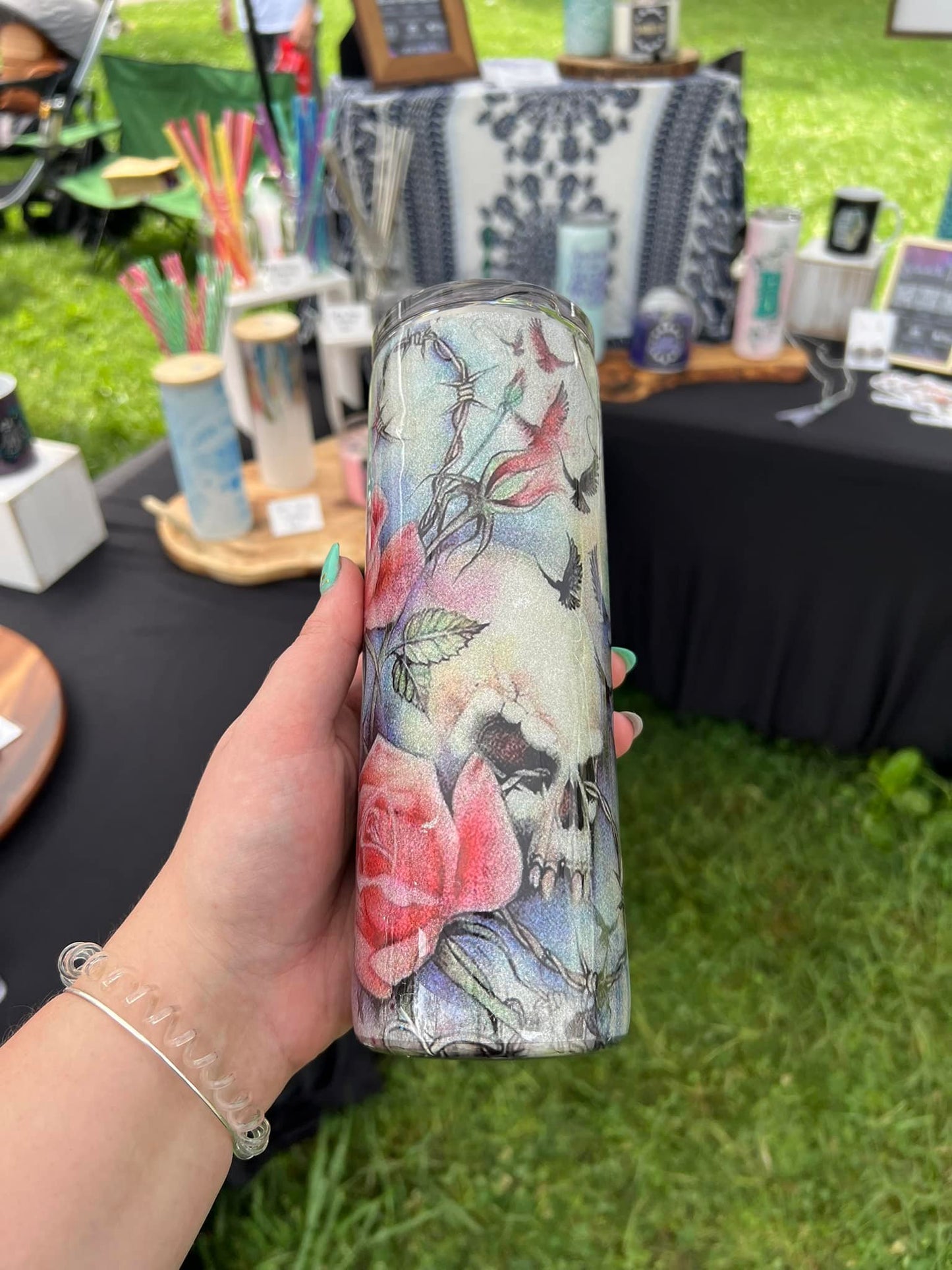 Floral Skull 20 oz Tumbler