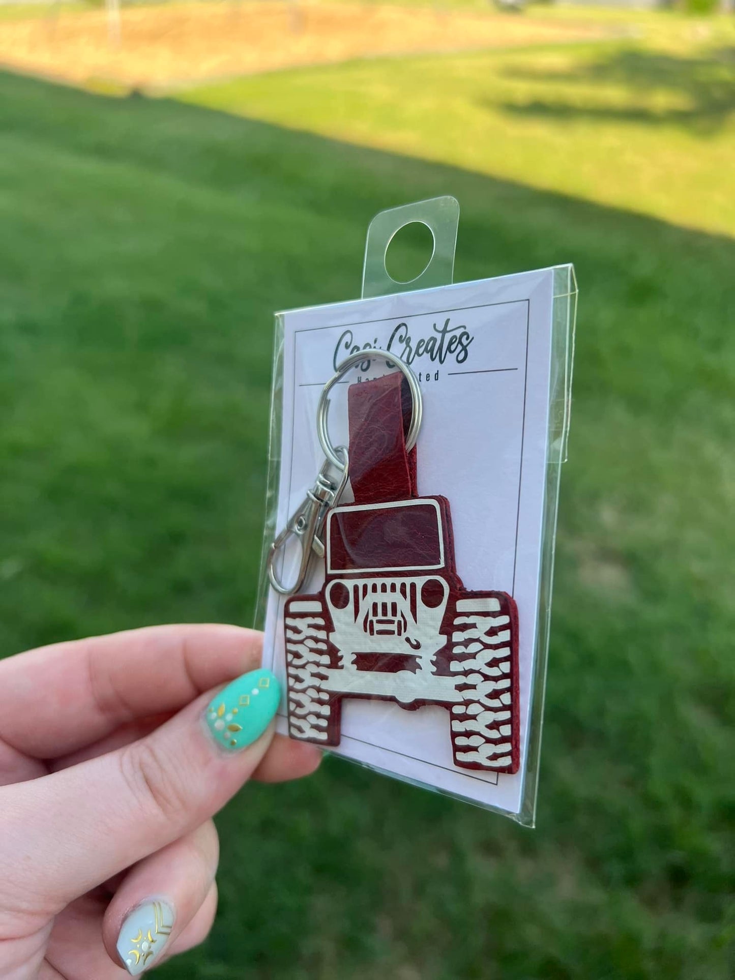 Leather Jeep Keychain