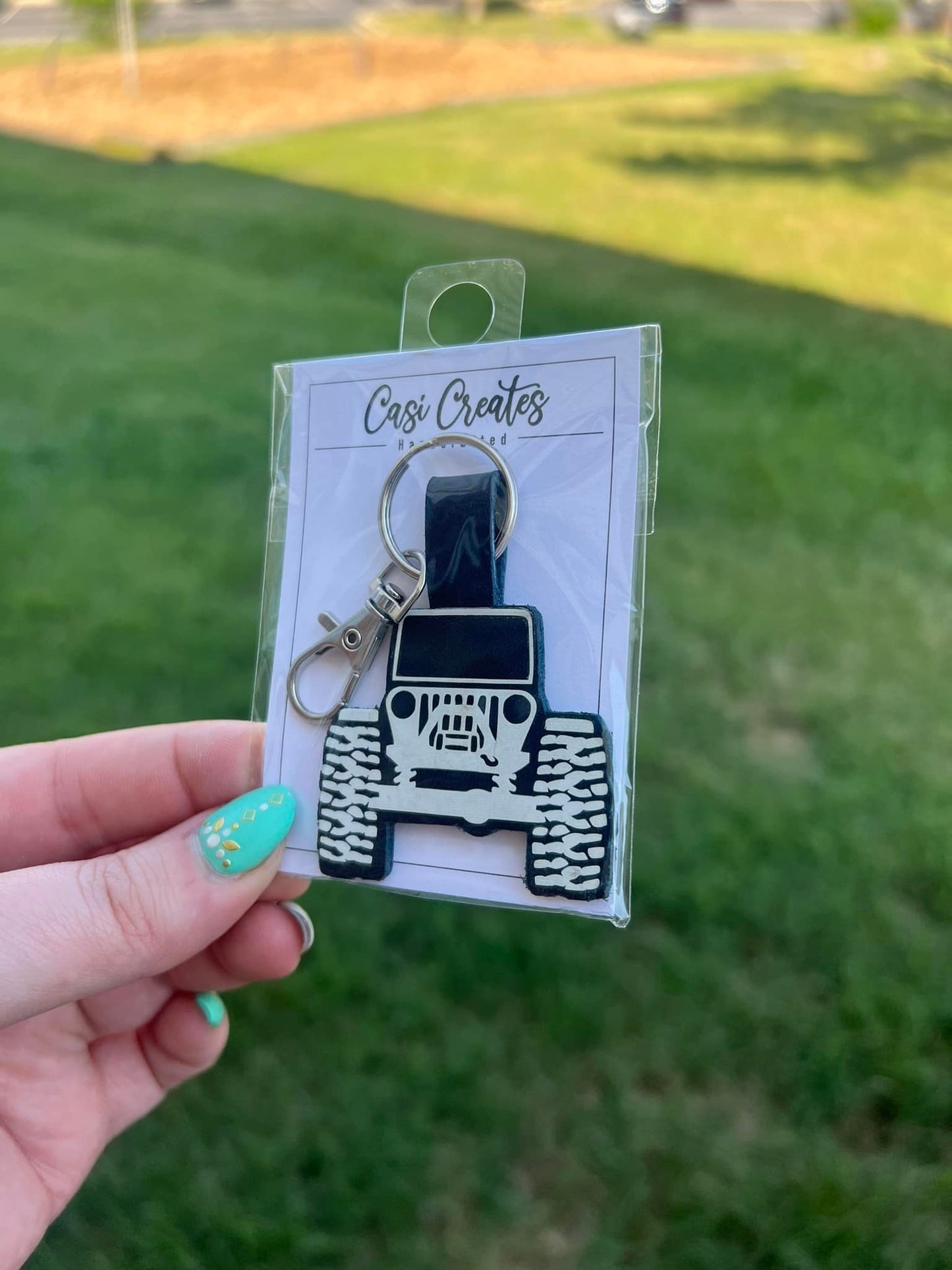 Leather Jeep Keychain