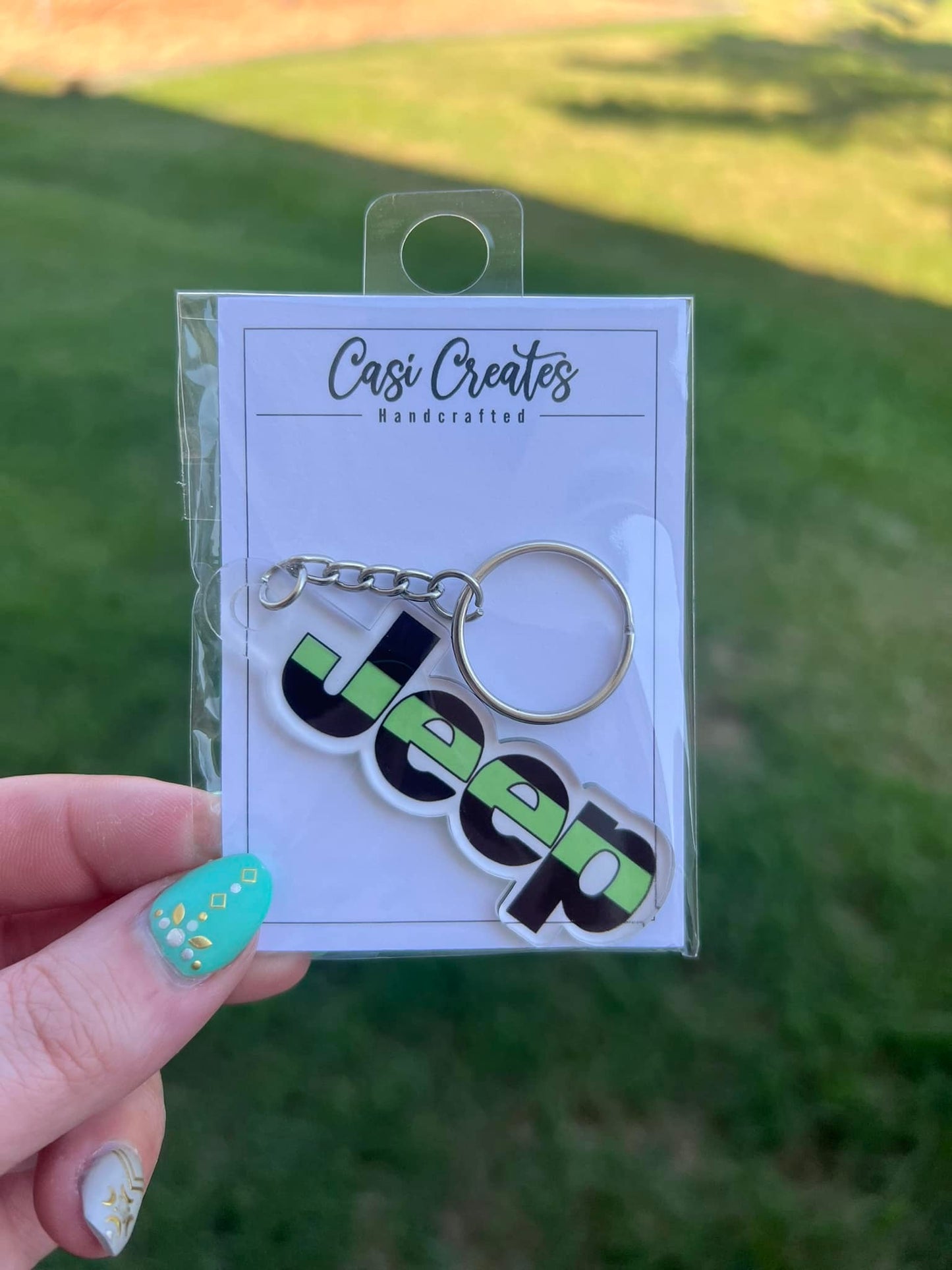 Green Line Jeep Keychain