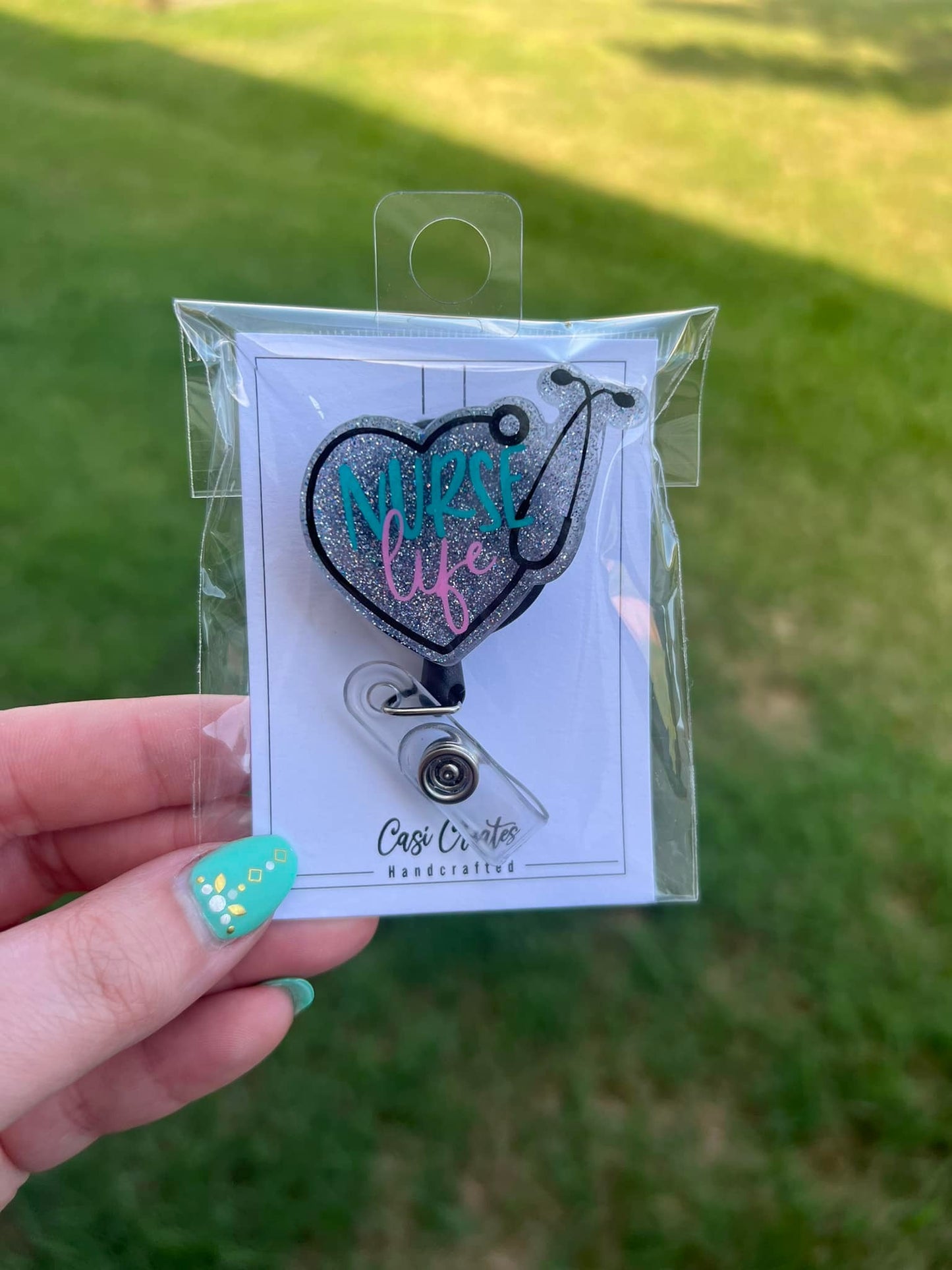 Glitter Nurse Life Badge Reel