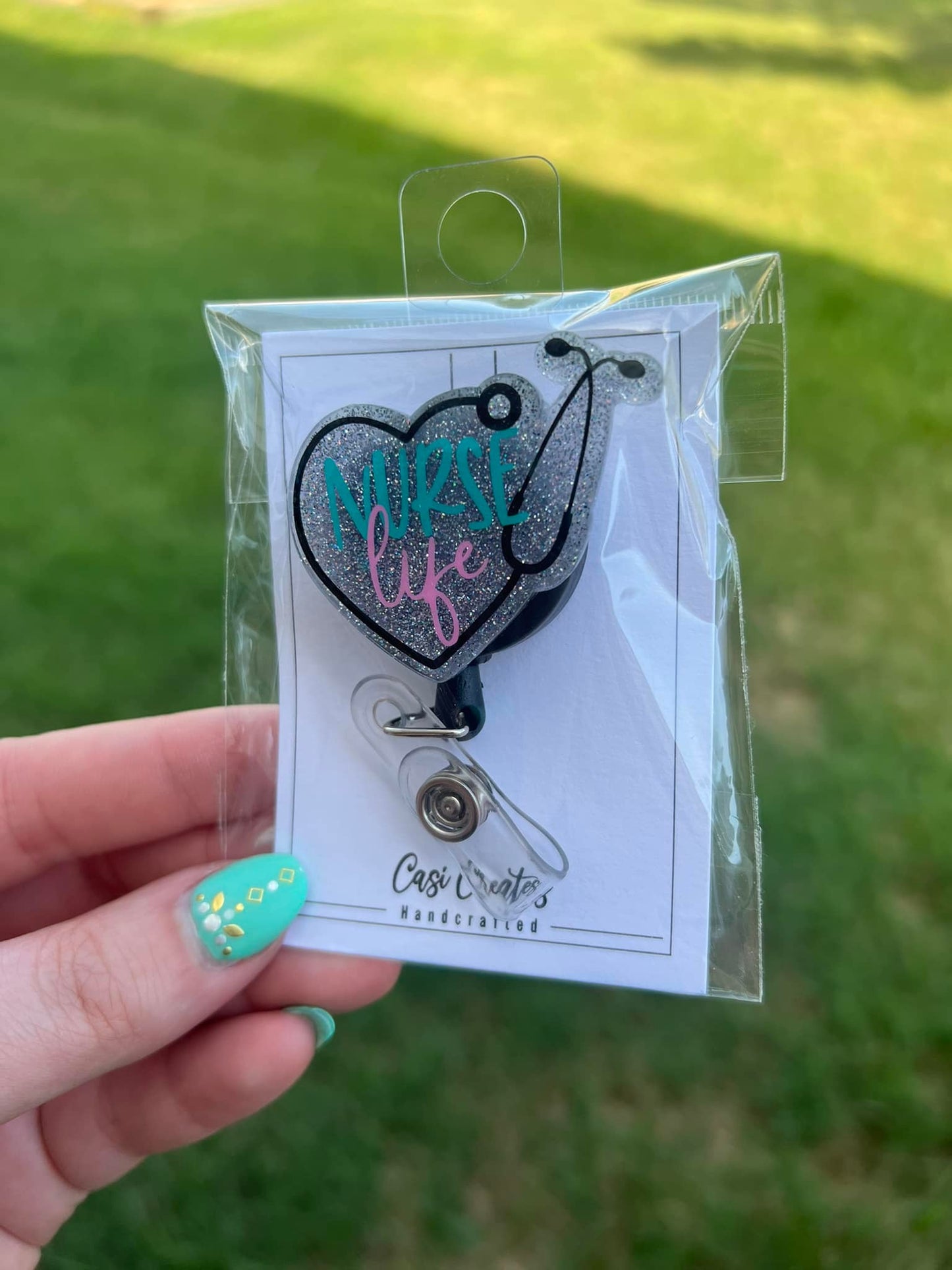 Glitter Nurse Life Badge Reel