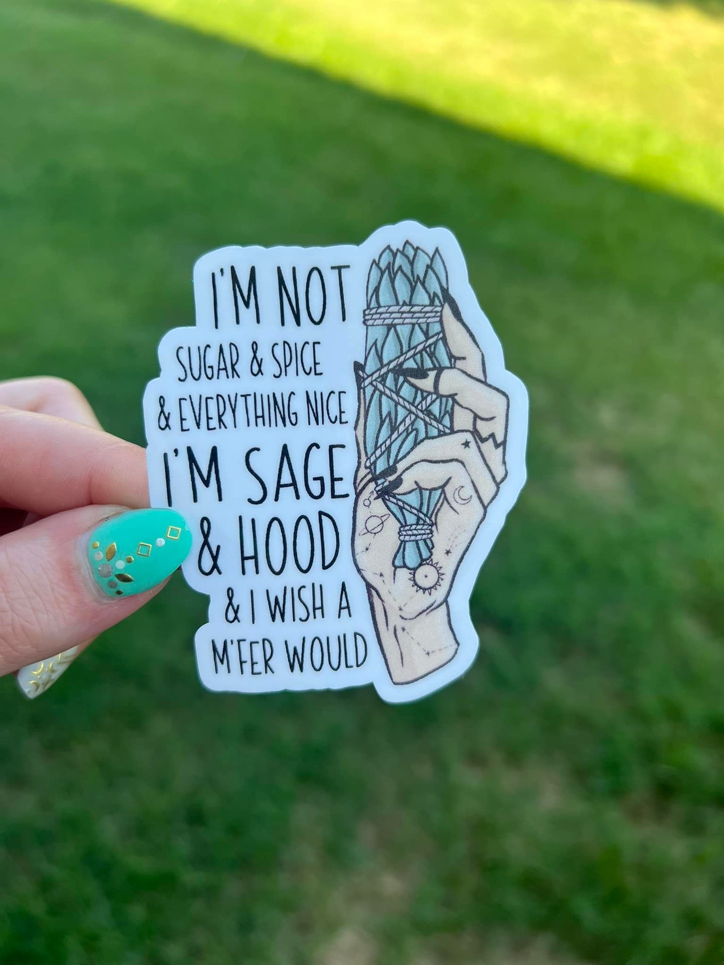 Sage and Hood Water Resistant Sticker