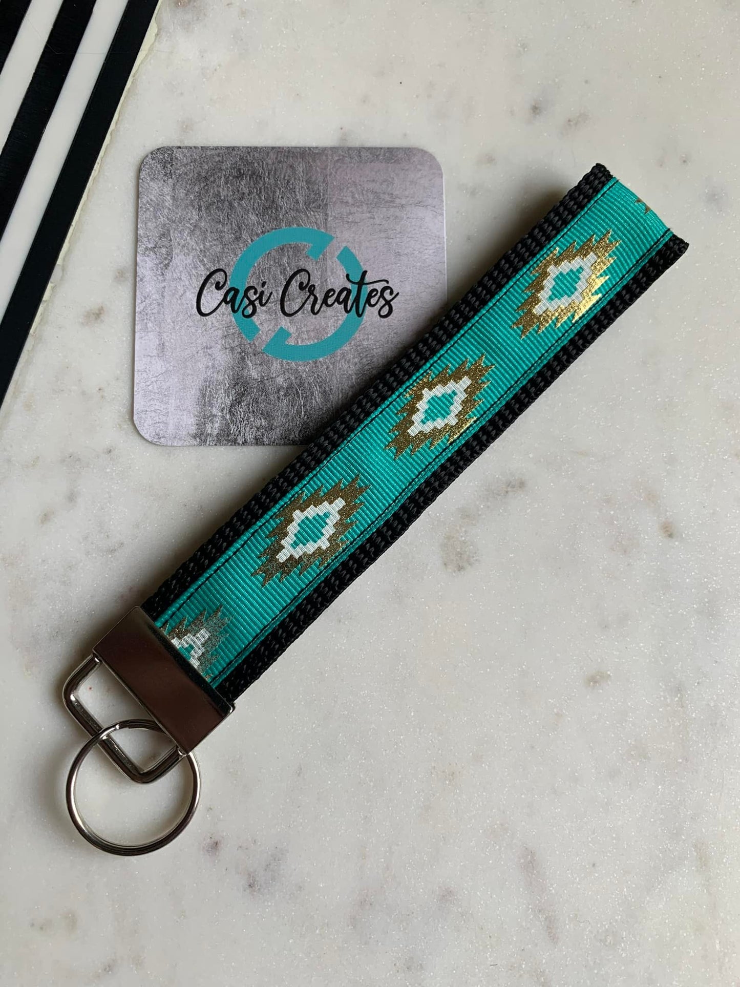 Teal Aztec - Key Strap