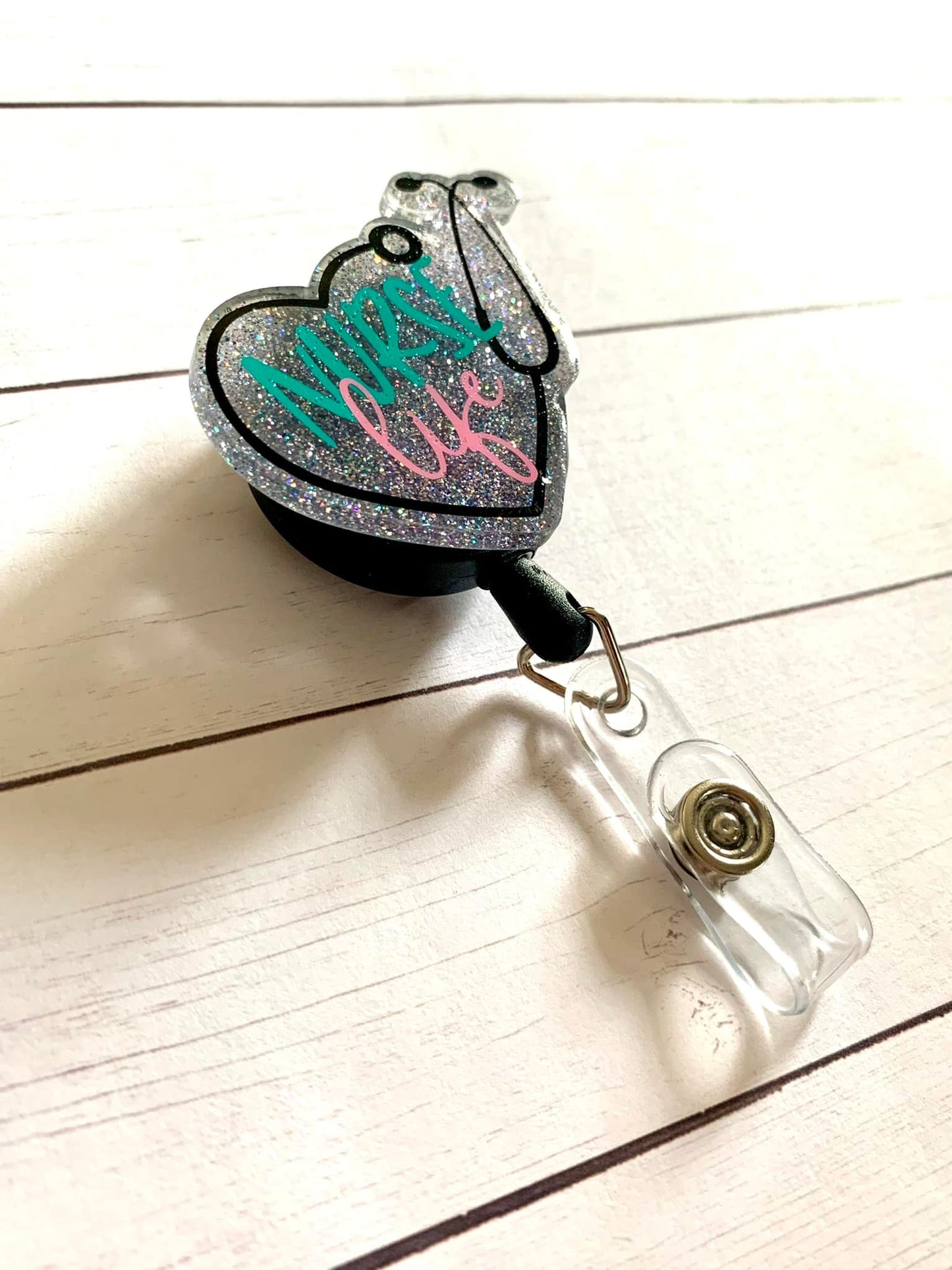 Glitter Nurse Life Badge Reel