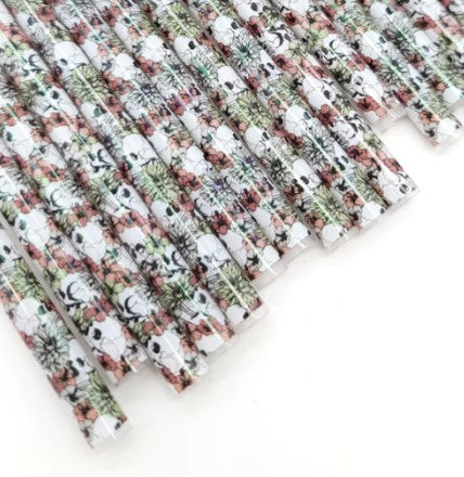 Floral Skulls Straw