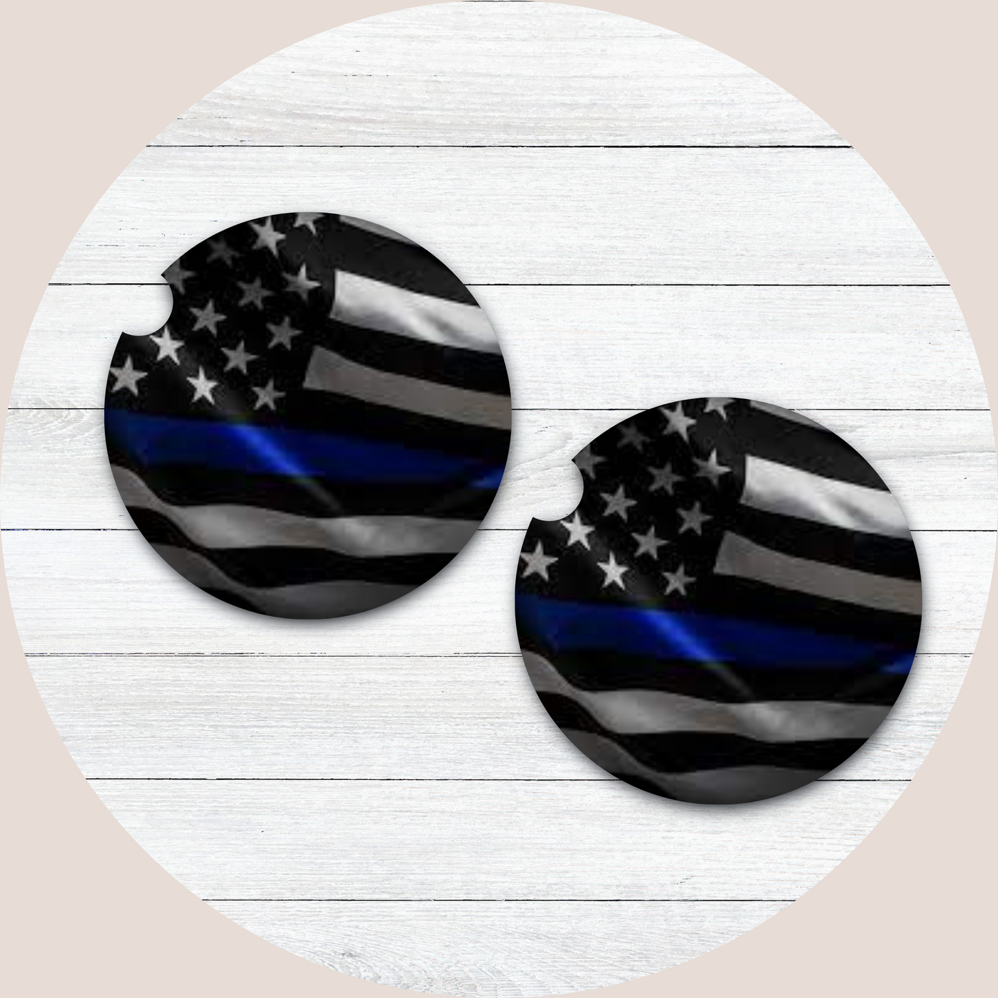 Blue Line Flag Neoprene Car Coaster