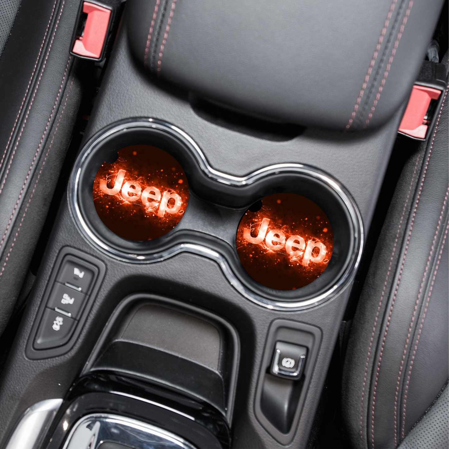 Jeep - Red Electric Neoprene Car Coaster