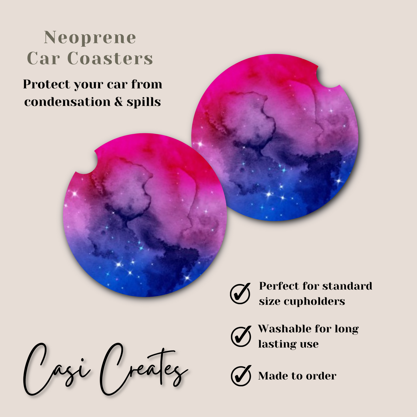 Galaxy Neoprene Car Coaster