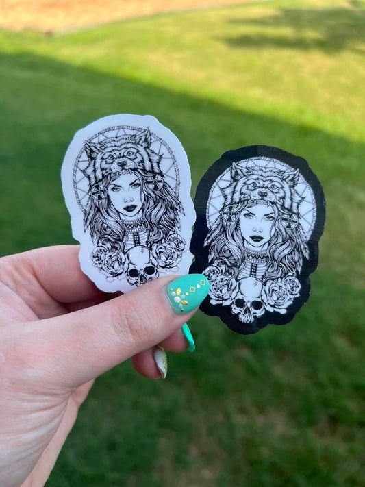 Native Woman Water Resistant Sticker