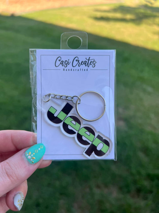 Green Line Jeep Keychain