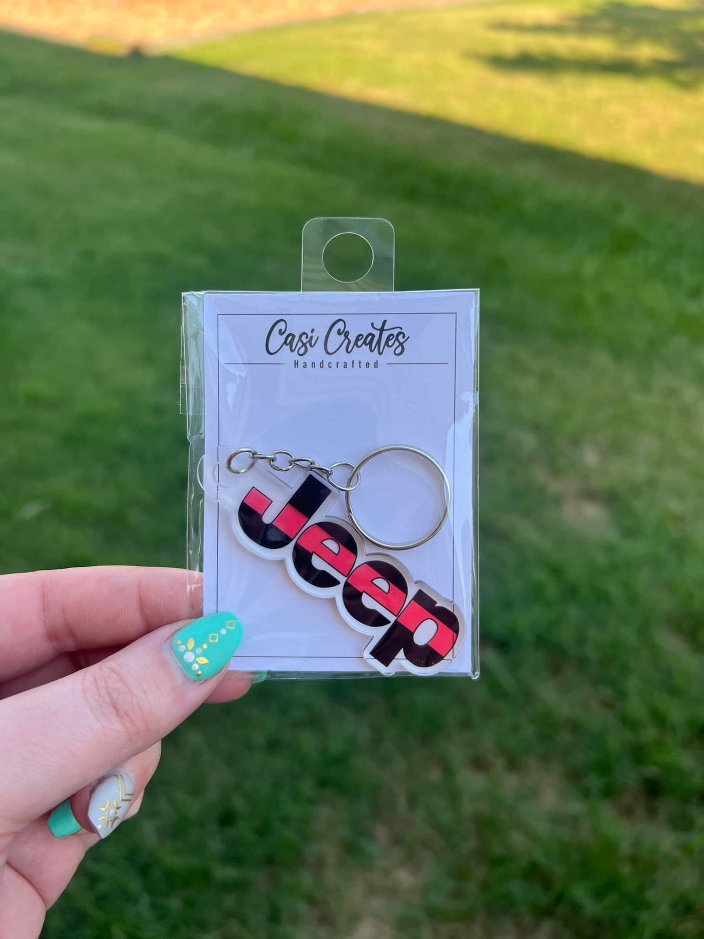 Red Line Jeep Keychain