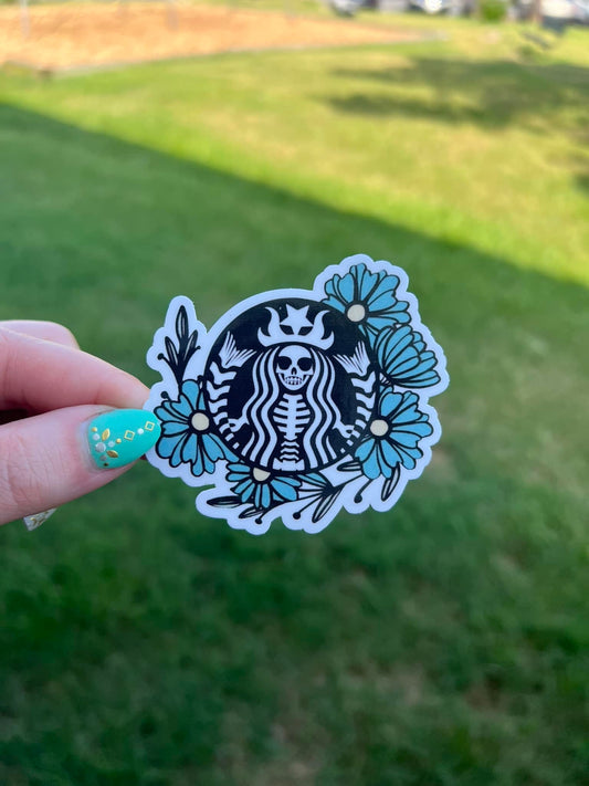 Skeleton Siren Water Resistant Sticker