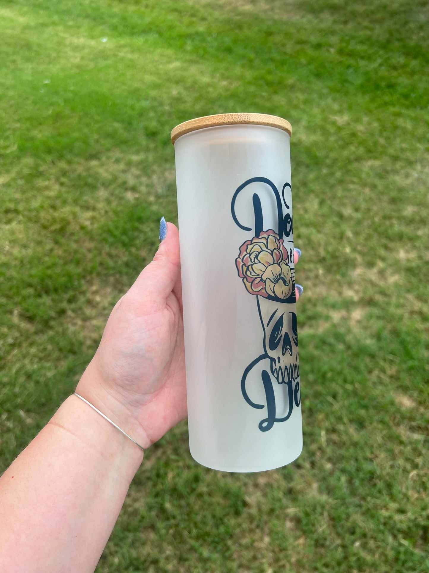 Death Before Decaf 25 oz Glass Tumbler