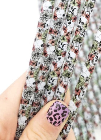 Floral Skulls Straw